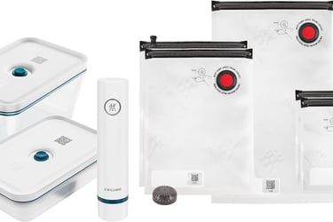Zwilling Fresh and Save vacuum food storage starter set with containers, bags, and pump.
