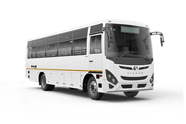 a bus with a white in the background