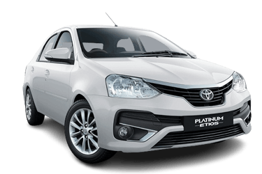 a white toyota etios car with a white background