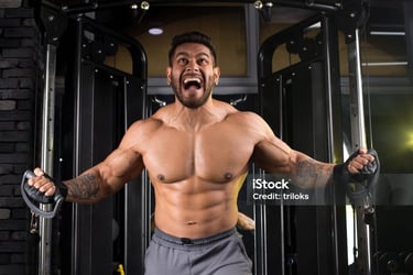a man performing cable flyes exercise