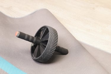 a yoga mat with a wheel on top of it
