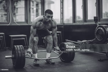 a man holding an exercise bar