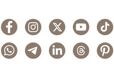 a set of social media icons in neutral beige
