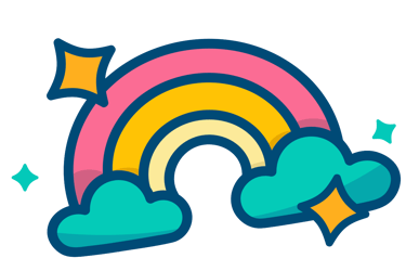 cartoon like modern shaped rainbow icon illustration 