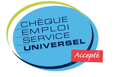 Logo du Chèque Emploi Service Universel accepté pour les prestations de ménage et bricolage.