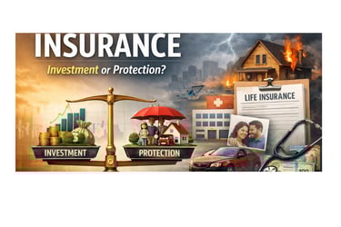 Investment vs protection with the car, picture of the couple, and life insurance document.
