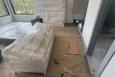 post construction job bed with dusty