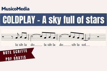 Spartito A sky full of stars Coldplay per flauto dolce con note scritte