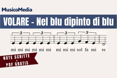 Spartito Nel blu dipinto di blu per flauto dolce con note scritte