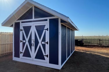 Custom built shed with double doors