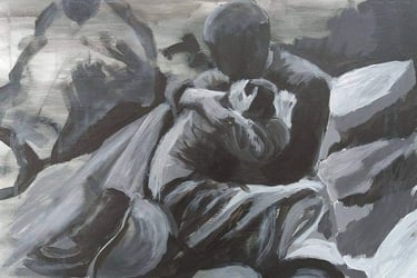 Troost, 65 x 45 cm, acryl op papier   