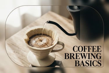 Pour-over coffee brewing in dripper with kettle pouring hot water,  banner for coffee brewing 