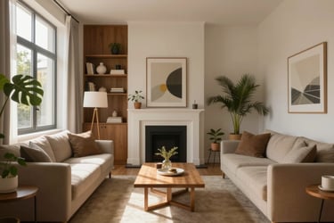 architecture render of a home interior with soft lighting