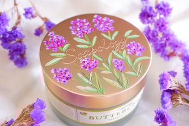 Hand painted beauty product by NYC live event artist Handwritten by Belle.