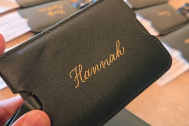 Live hot foiling for a NYC corporate event by Handwritten by Belle.
