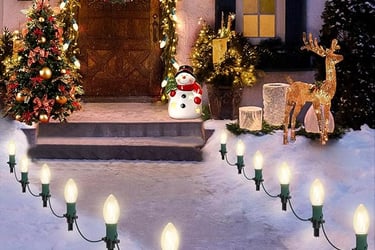 outdoor walkway lit using LED lights