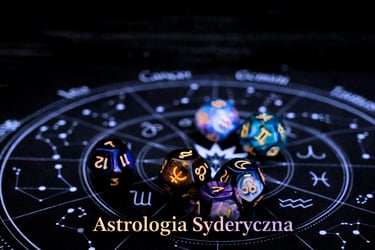 Sidereal astrology chart featuring colorful zodiac dice and celestial symbols for divination.