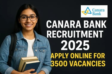 Canara bank logo and Canara Bank recruitment 2025 Apply online For 3500 Vacancies