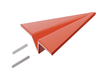A 3D paper airplane in the color orange