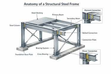 anatomy of a structural steel frame
