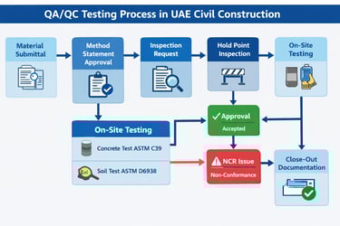 QA QC testing process in UAE civil construction