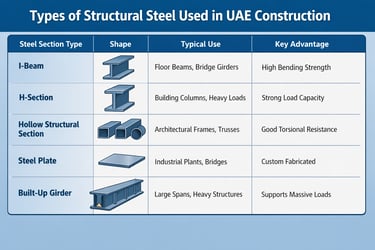 types of structural steel in uae construction