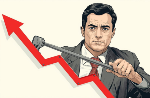 Person using a lever to raise a graph arrow symbolising after-sales growth opportunity