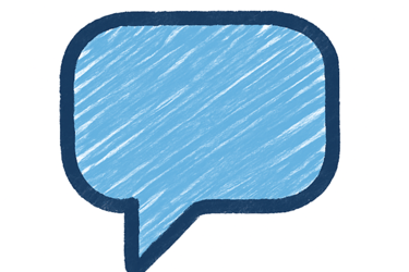 Hand-drawn speech bubble icon representing informal support and advisory conversations