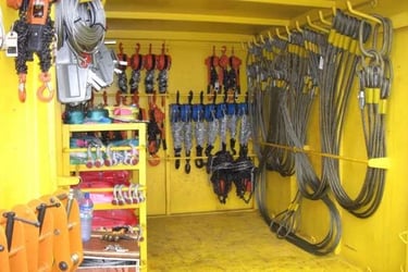offshore rigging container tagged after inspection