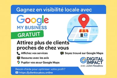 Visuel sur Google My Business gratuit, avec carte, localisation et conseils pour attirer des clients