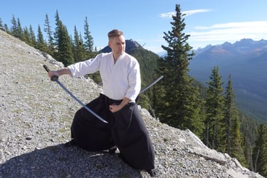 Josh MacDonald practicing iaijutsu 2024