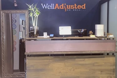 Front desk and reception area at Well Adjusted chiropractic office in Brooklyn, NY