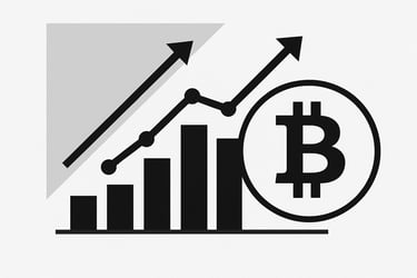 Infografía minimalista en blanco y negro que representa el impulso del mercado cripto tras el avance comercial entre EE. UU.