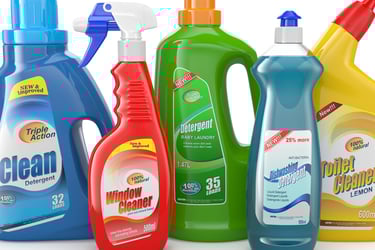a variety of cleaning products including cleaning products