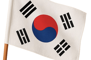White flag with red-blue yin-yang and four black trigrams