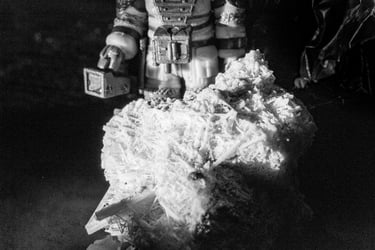 fotografia en blanco y negro de un explorador espacial