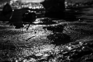 fotografia en blanco y negro ficcional de superficie lunar