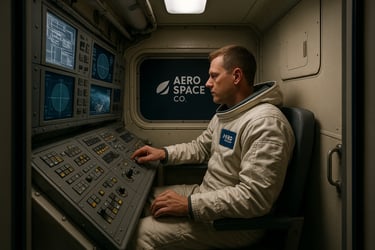 a man in a space suit sitting in a space ship