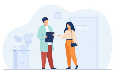 Visuel d’un soignant accueillant la demande d’un patient