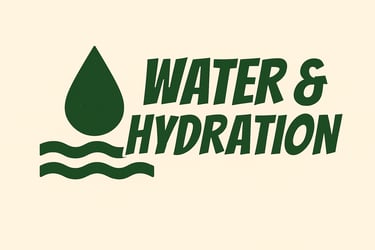 Water and Hydration header image showing water drop and waves, emphasizing safe drinking water and purification in the wild