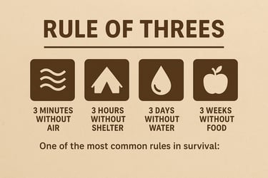 Survival rule of threes chart for air shelter water and food