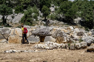 Domus de Janas rock-cut chamber exterior view, Urzulei, central Sardinia.