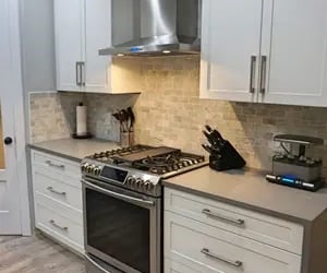 Modern white kitchen cabinets installed in Vernon – KitchenRTA.ca