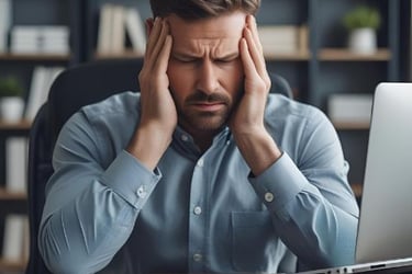Burned-out professional under digital fatigue