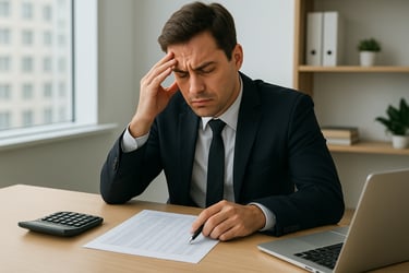 Persona angustiada por aprietos en sus finanzas