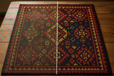 Antes y después de limpieza de tapete en sala