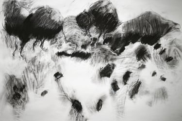 Paysage imaginaire 300825 - 50X70 - 2025 - fusain et carré comté