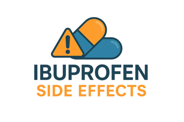buprofen Side Effects logo with bold text and medical cross icon, representing trusted health information on ibuprofen risks 