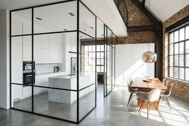 cerramiento loft entre cocina y salon en murcia