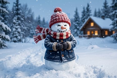 Boneco de neve tiritando de frio